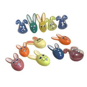 Easter Rabbit Head Plastic Tree Decorations- set of 12